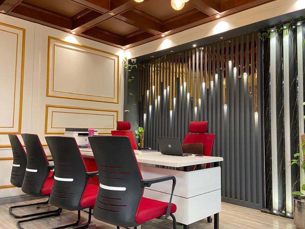Modern office workspace with natural light