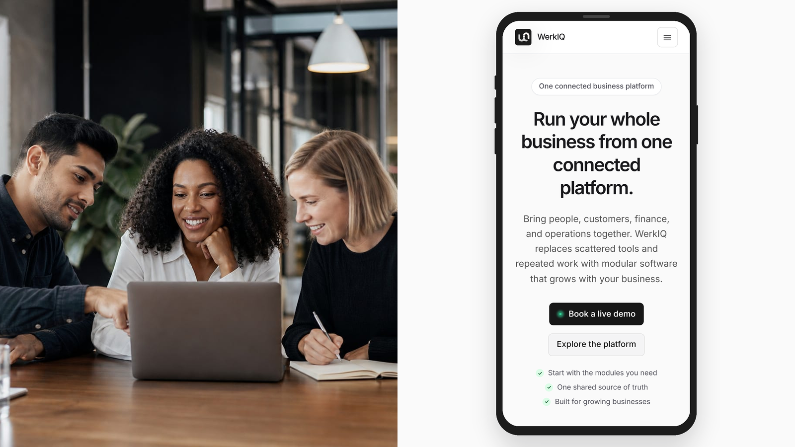 WerkIQ: A Modular Business Platform, Presented as One Connected Journey