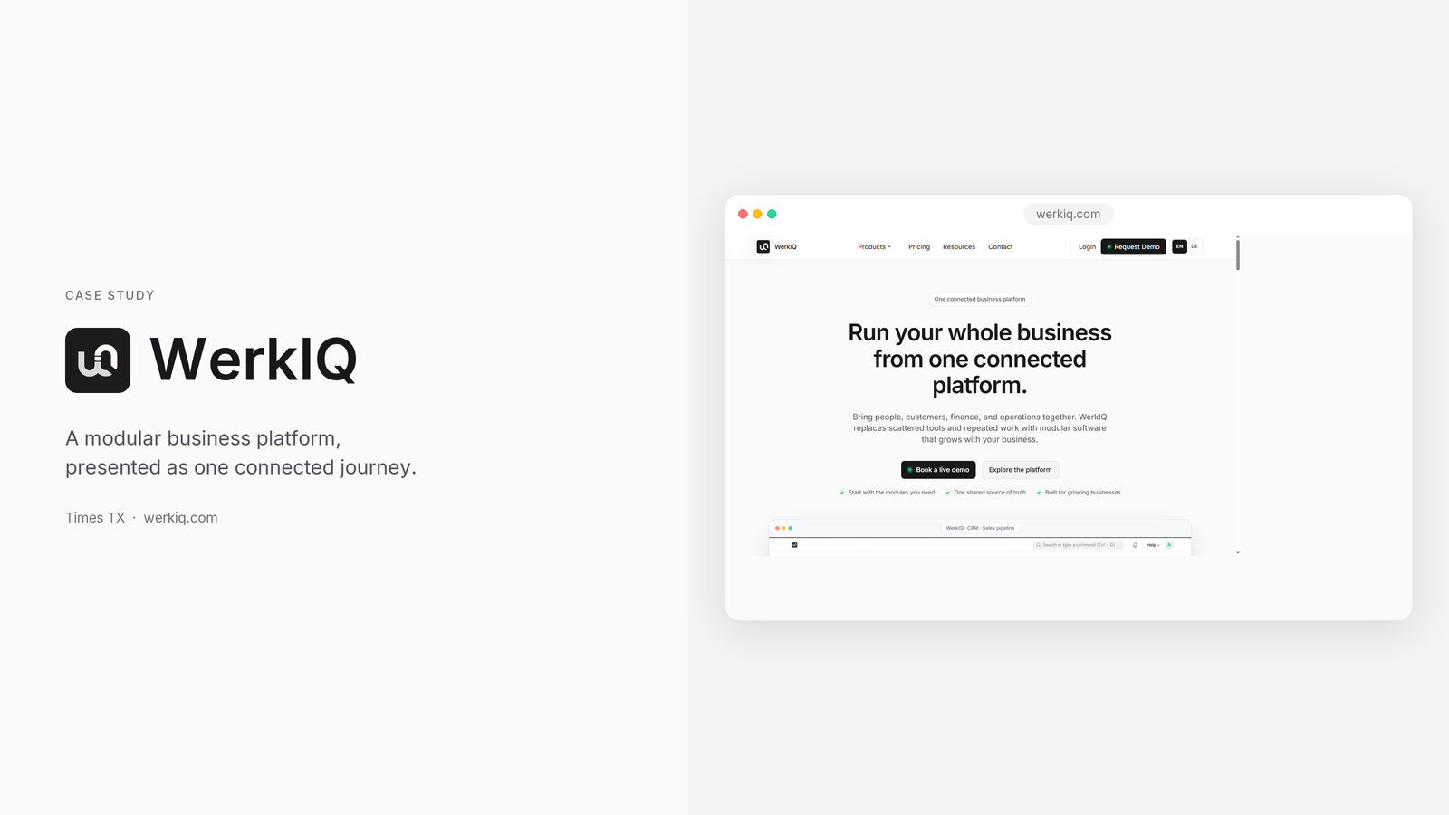 WerkIQ: A Modular Business Platform, Presented as One Connected Journey